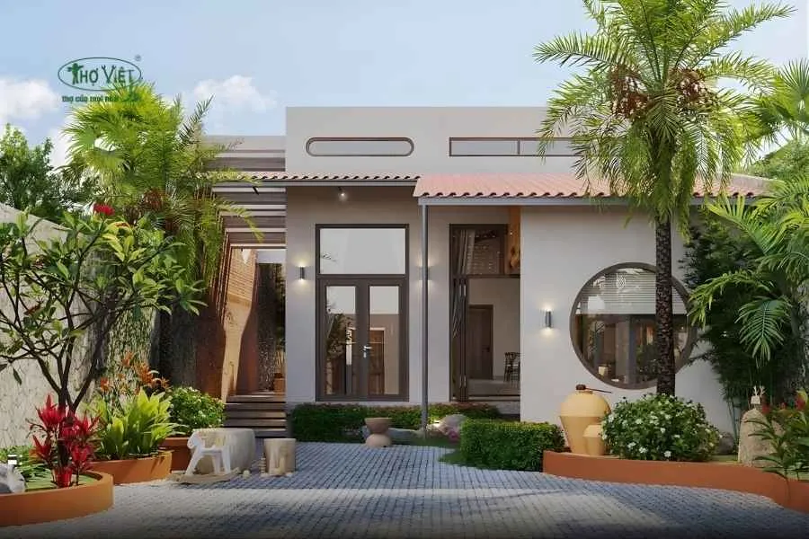 Mẫu nhà cấp 4 ngang 6m 3 phòng ngủ sân vườn