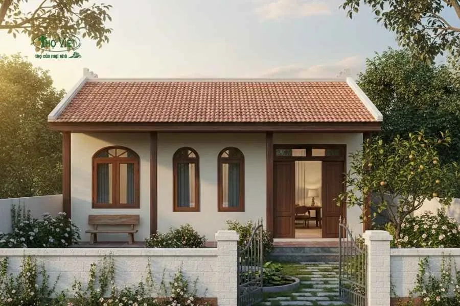 Mẫu nhà cấp 4 ngang 6m 3 phòng ngủ sân vườn