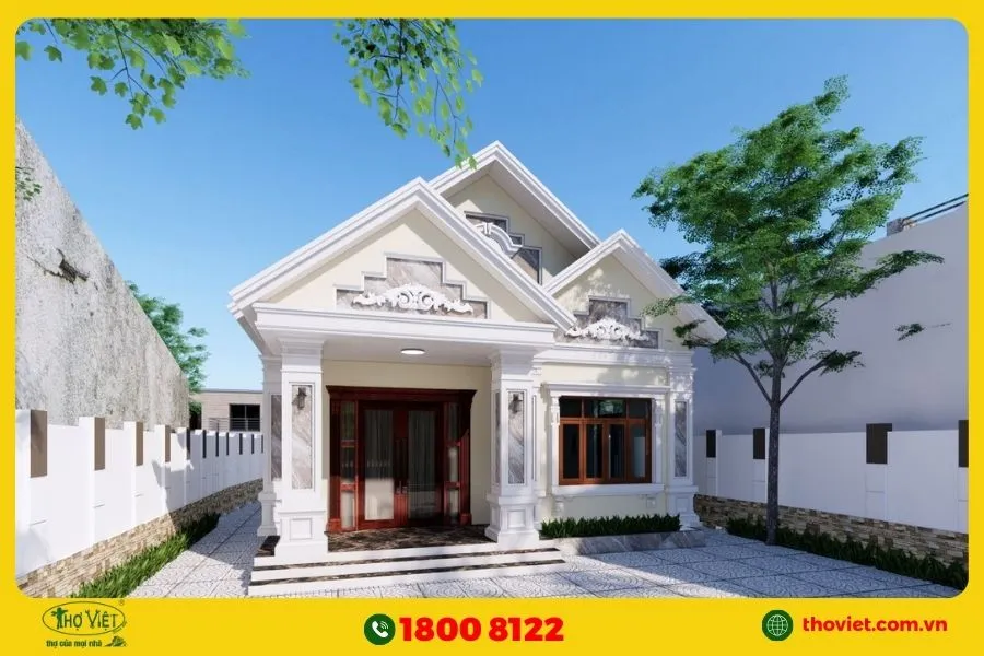 Mẫu nhà cấp 4 tân cổ điển mái Thái sang trọng