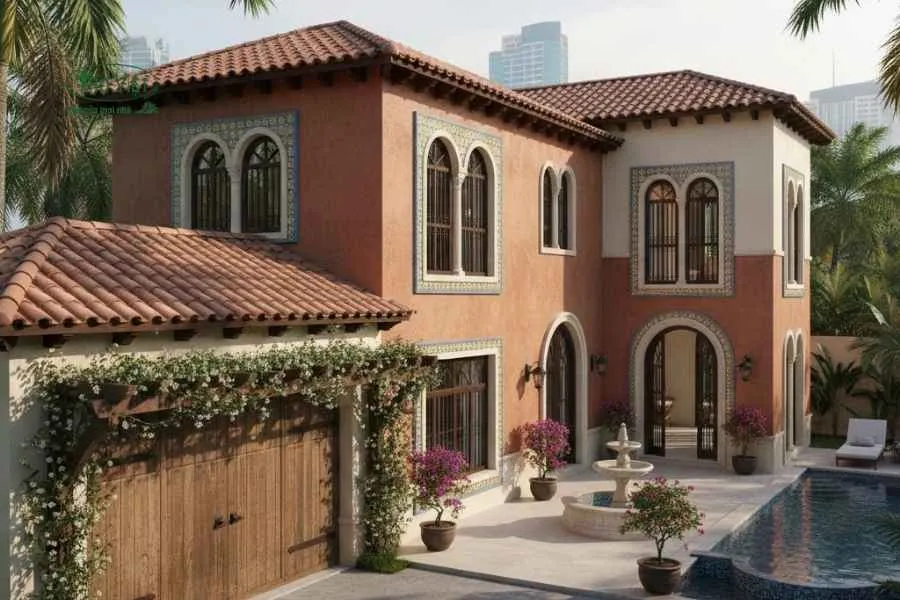 Mẫu nhà có gara ô tô Địa Trung Hải