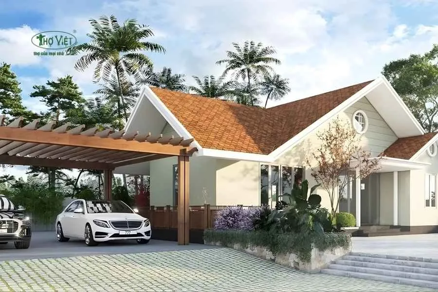 Mẫu nhà có gara ô tô cổ điển