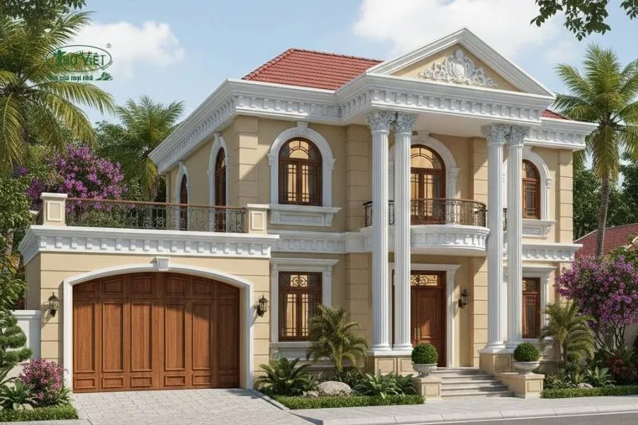 Mẫu nhà có gara ô tô cổ điển