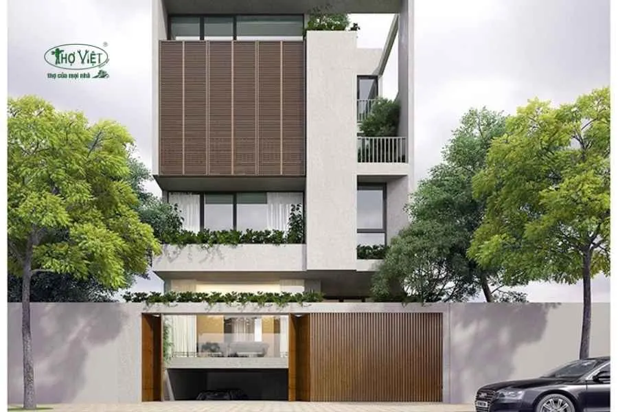 Mẫu nhà có gara ô tô tầng tum