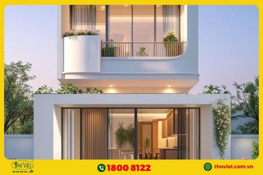 Mẫu nhà kính 2 tầng đẹp
