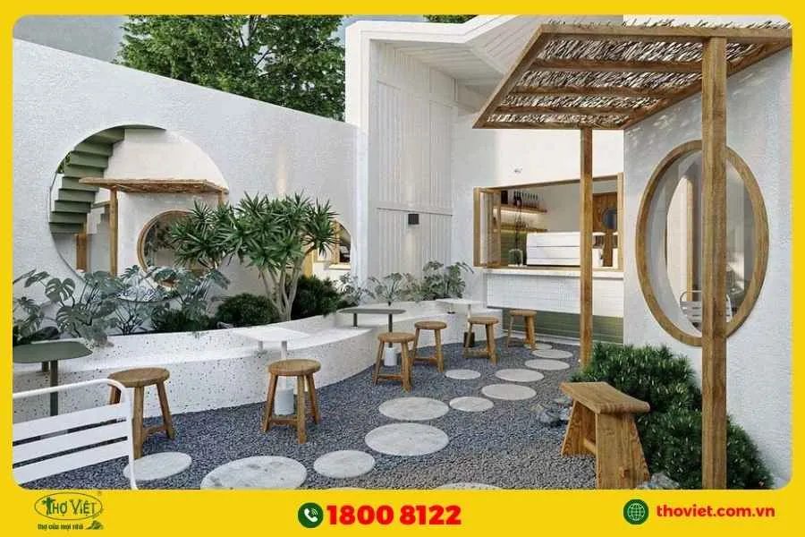 Mẫu nhà kiot đẹp kiểu cửa hàng cafe sang trọng