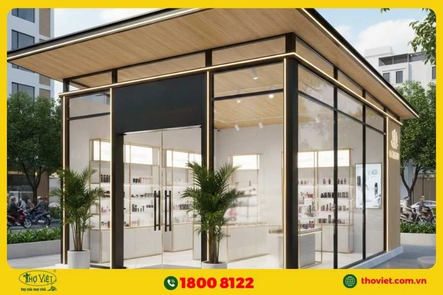 Mẫu nhà kiot đẹp kiểu cửa hàng mỹ phẩm hiện đại