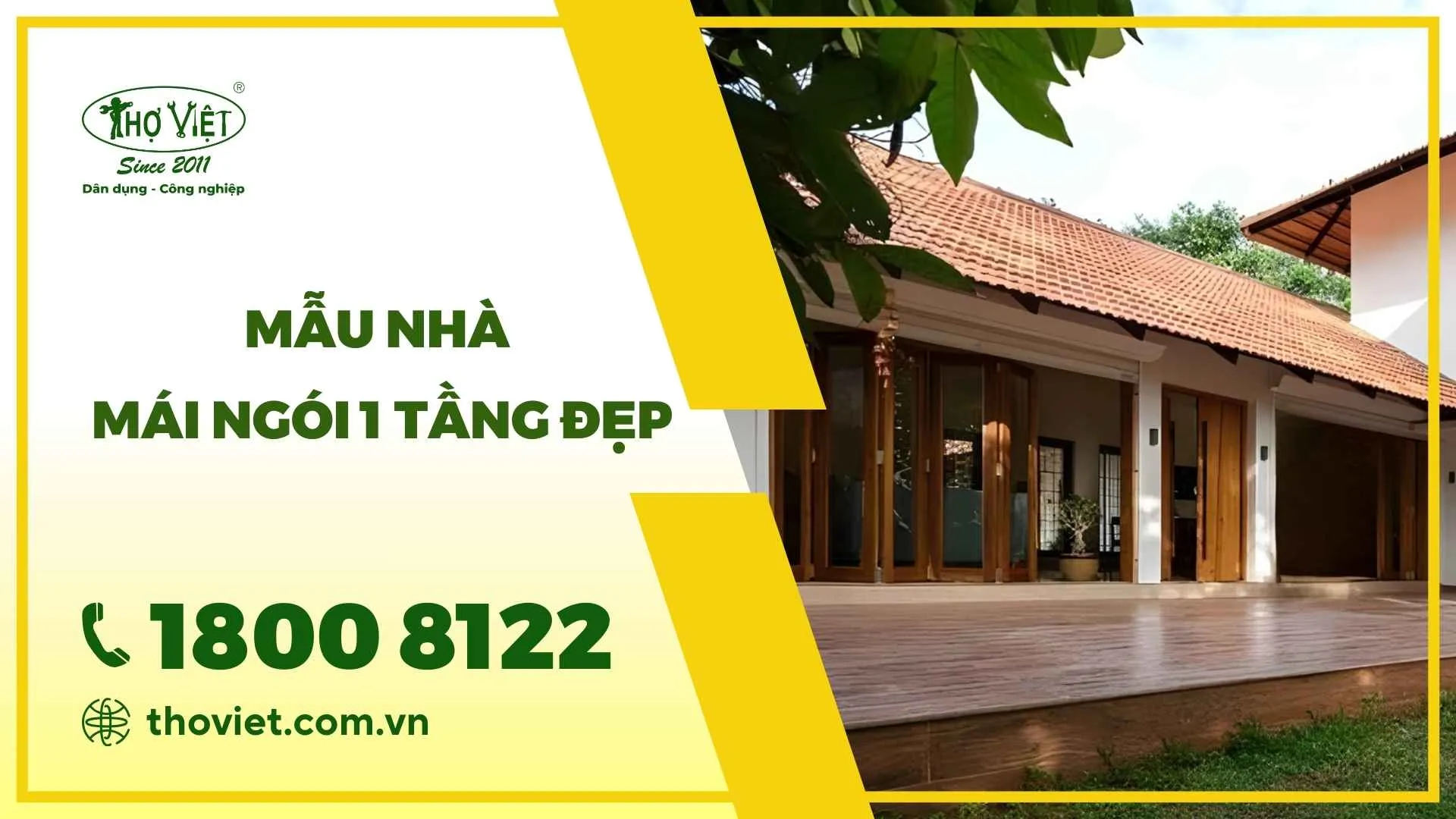 Mẫu nhà mái ngói 1 tầng đẹp