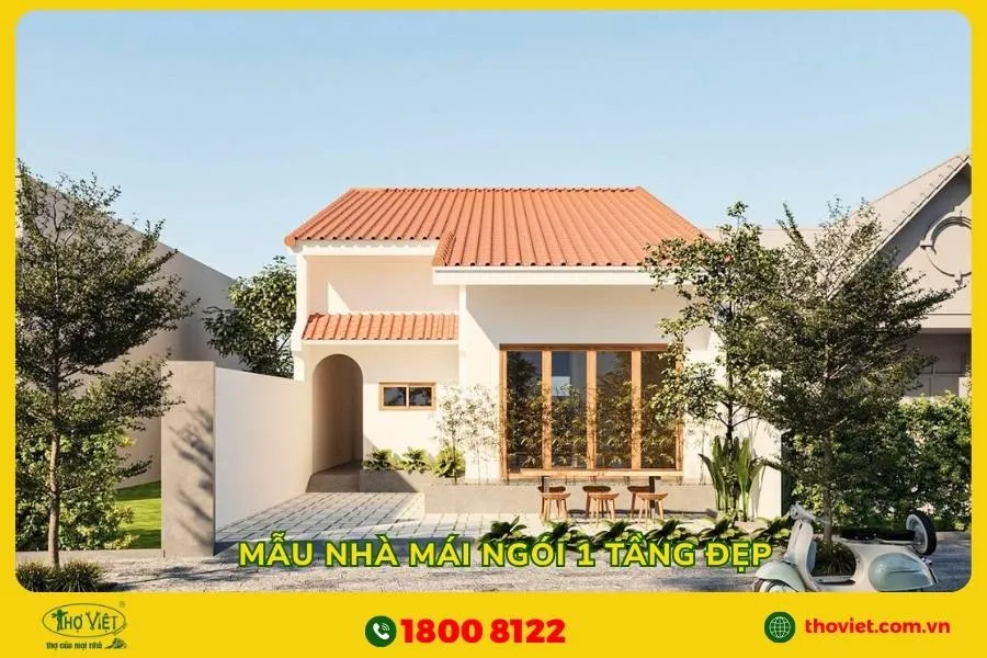 Mẫu nhà mái ngói 1 tầng đẹp