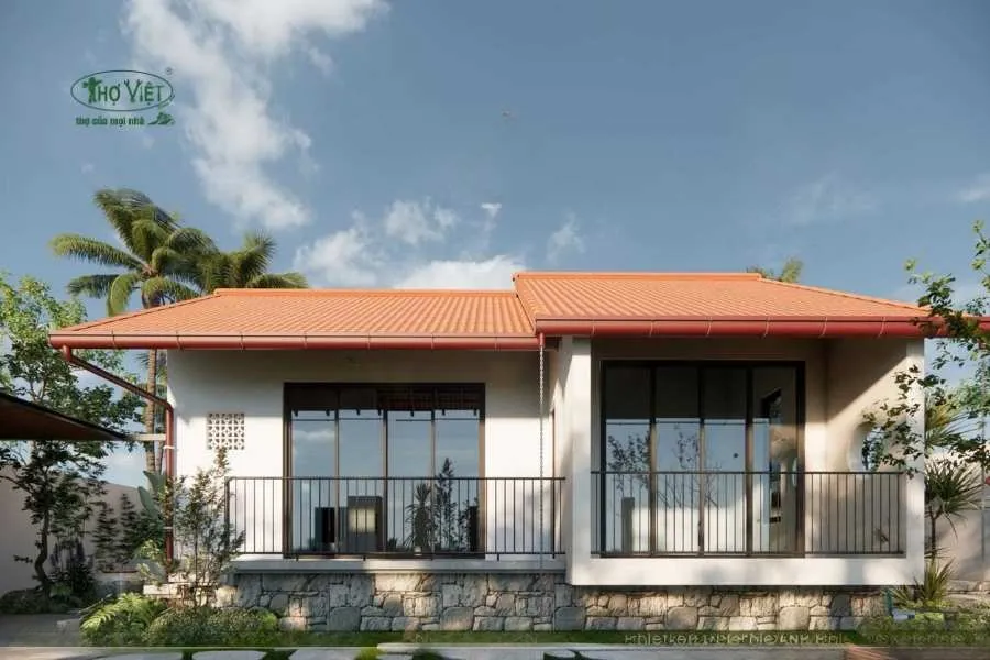 Mẫu nhà mái ngói 1 tầng hiện đại
