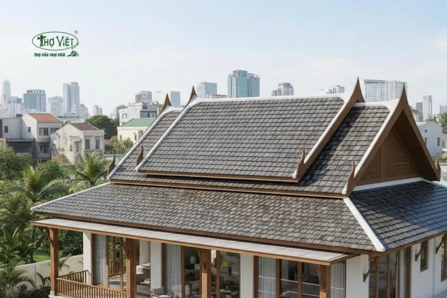 Mẫu nhà mái ngói 1 tầng mái ngói Thái