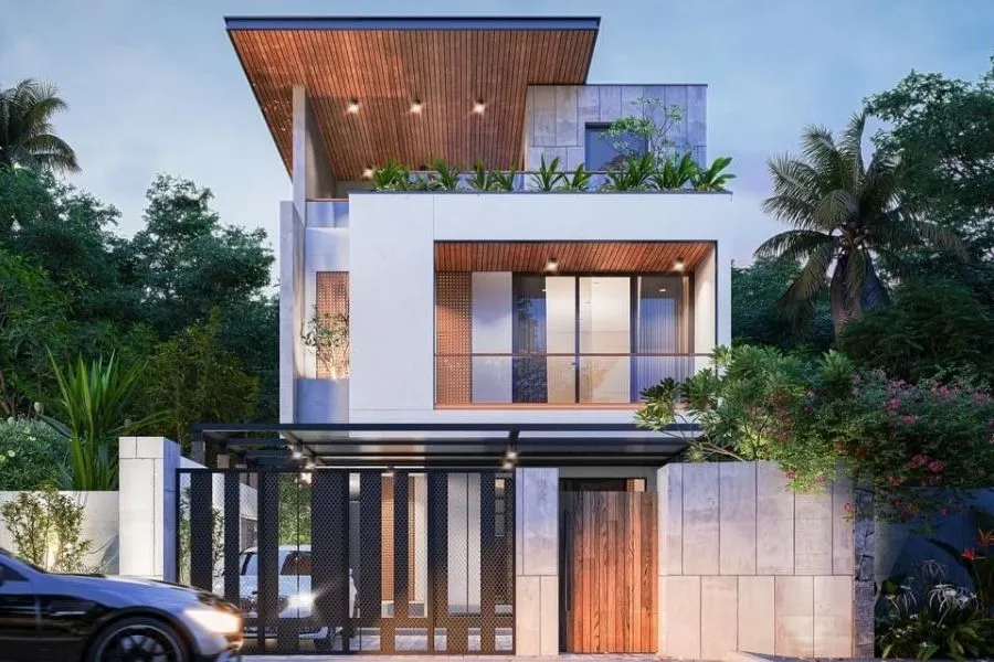 Mẫu nhà mặt tiền 7m 3 tầng 4 phòng ngủ