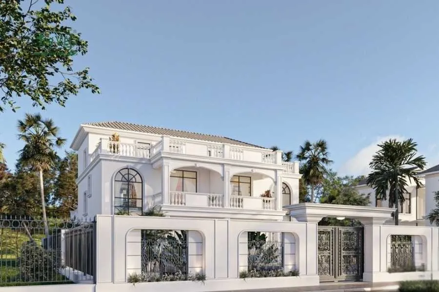 Mẫu nhà ngang 10m 2 tầng cổ điển