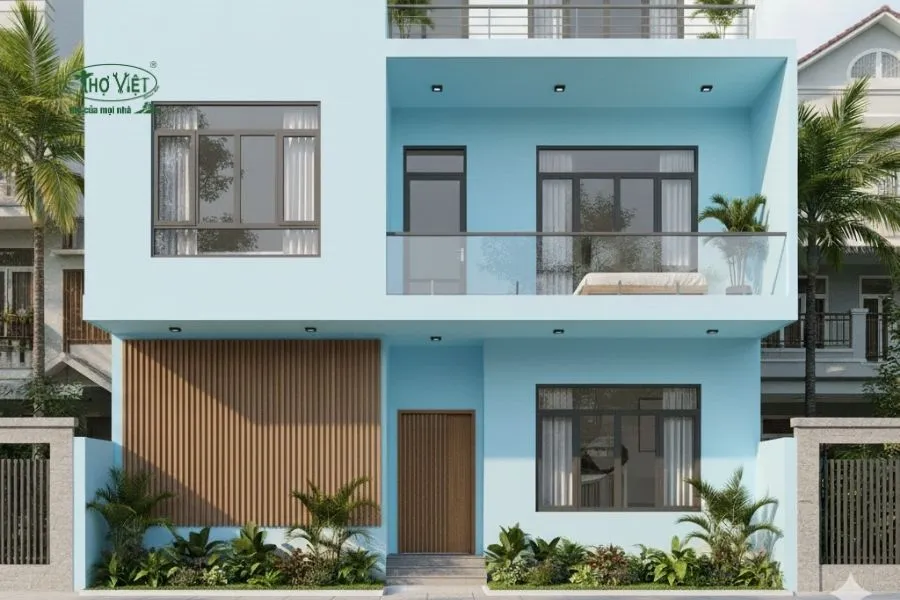 Mẫu nhà ngang 10m 2 tầng đơn giản