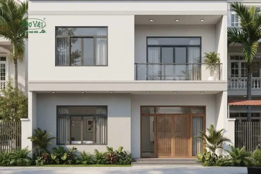 Mẫu nhà ngang 10m 2 tầng đơn giản