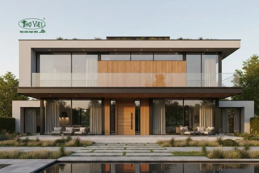 Mẫu nhà ngang 10m 2 tầng hiện đại 