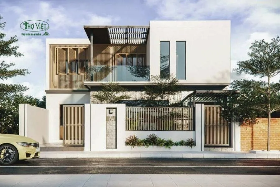 Mẫu nhà ngang 10m 2 tầng hiện đại 