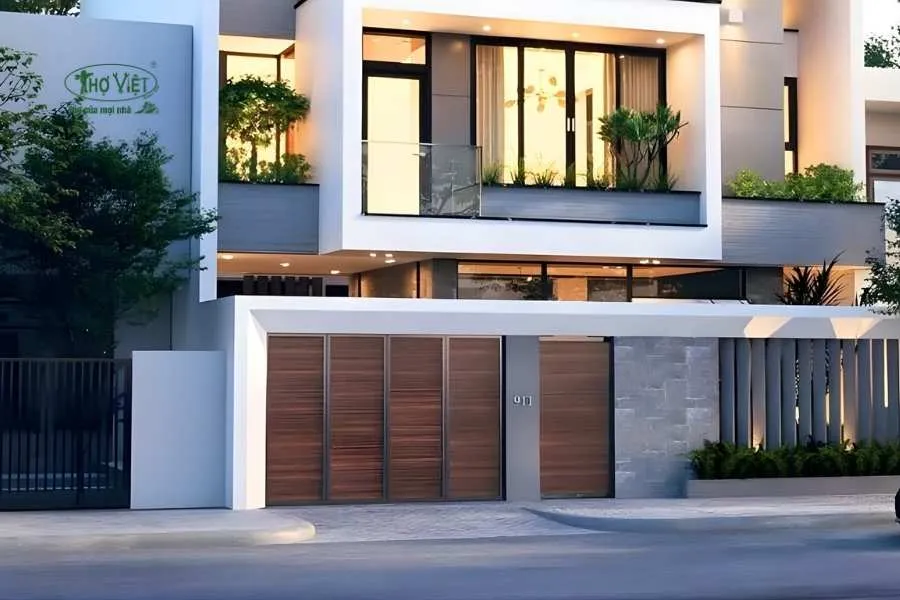 Mẫu nhà ngang 10m 2 tầng mái bằng