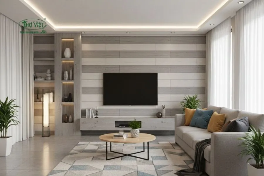 Mẫu nhà ốp nhựa cho phòng khách