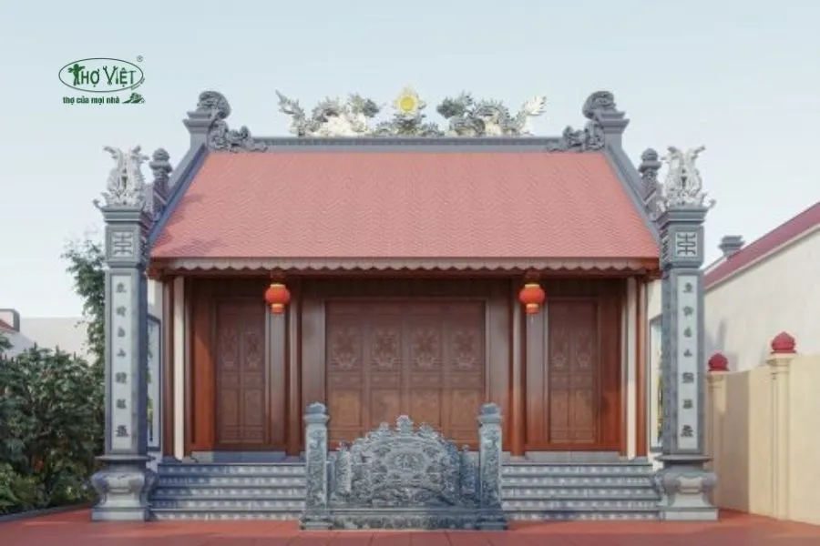 Mẫu nhà thờ từ đường bê tông giả gỗ