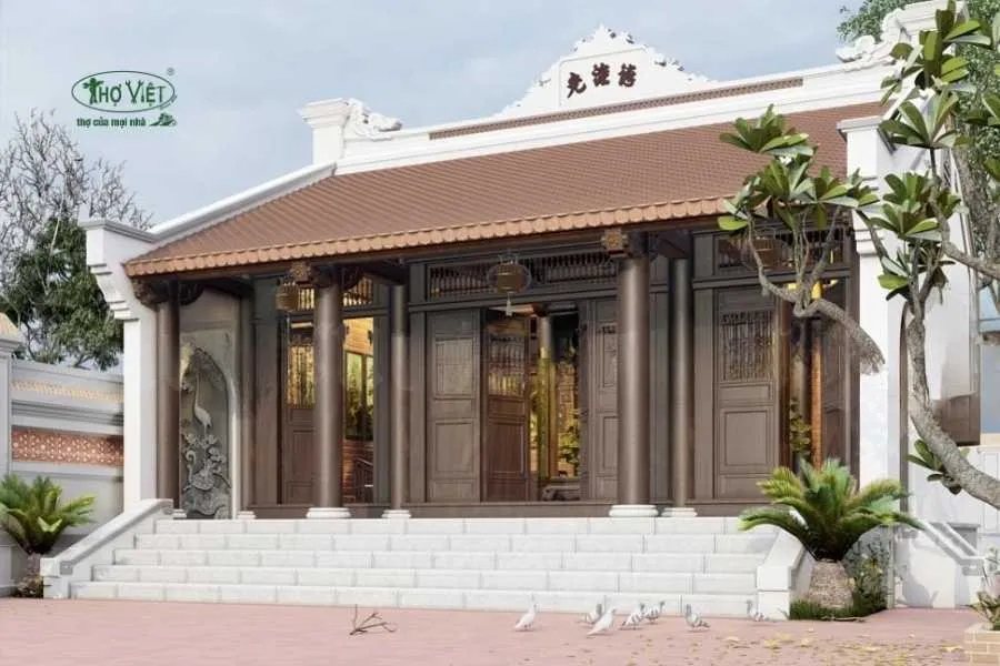 Mẫu nhà thờ từ đường bê tông giả gỗ
