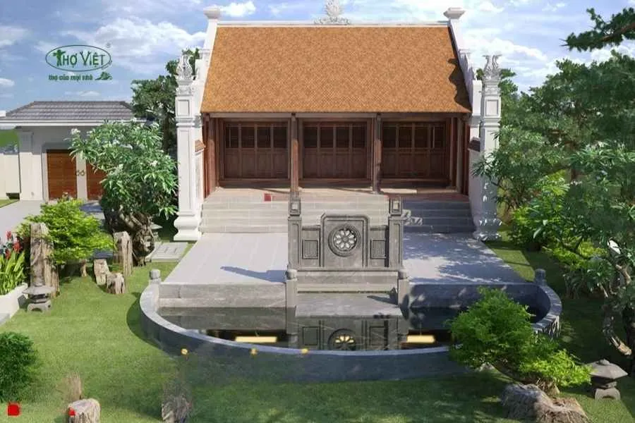 Mẫu nhà thờ từ đường có sân vườn