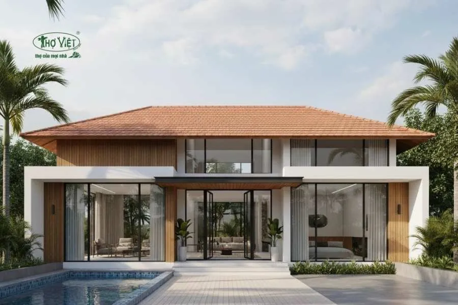 Mẫu nhà villa cấp 4 mái ngói