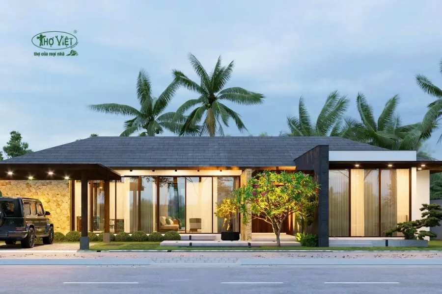 Mẫu nhà villa cấp 4 mái Nhật