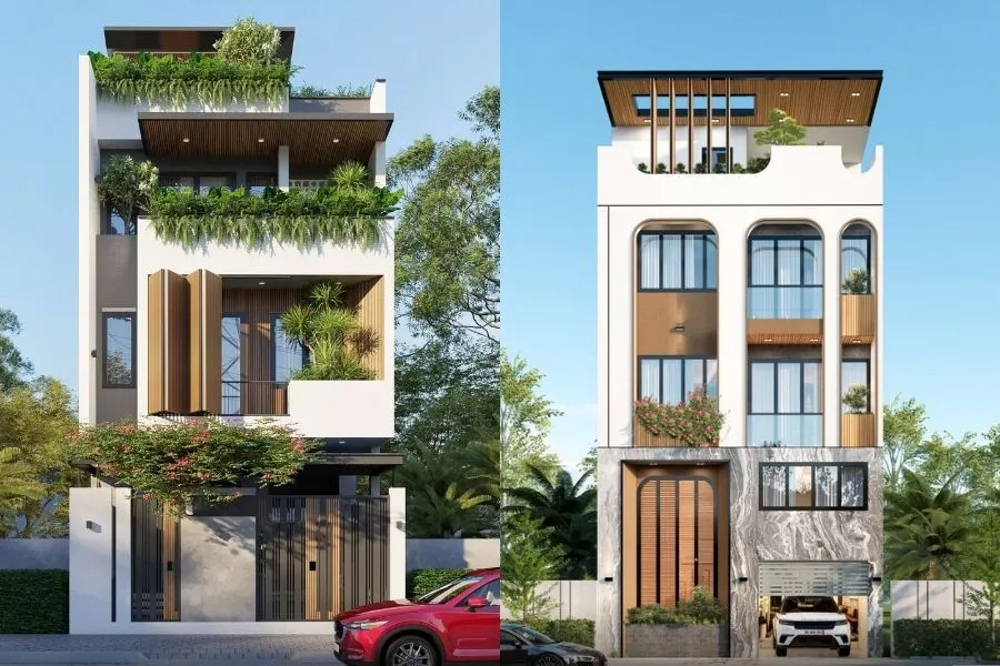 Mẫu phố 7m 3 tầng 1 tum