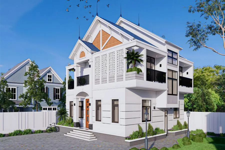 Mẫu thiết kế nhà 100m2 2 tầng 4 phòng ngủ