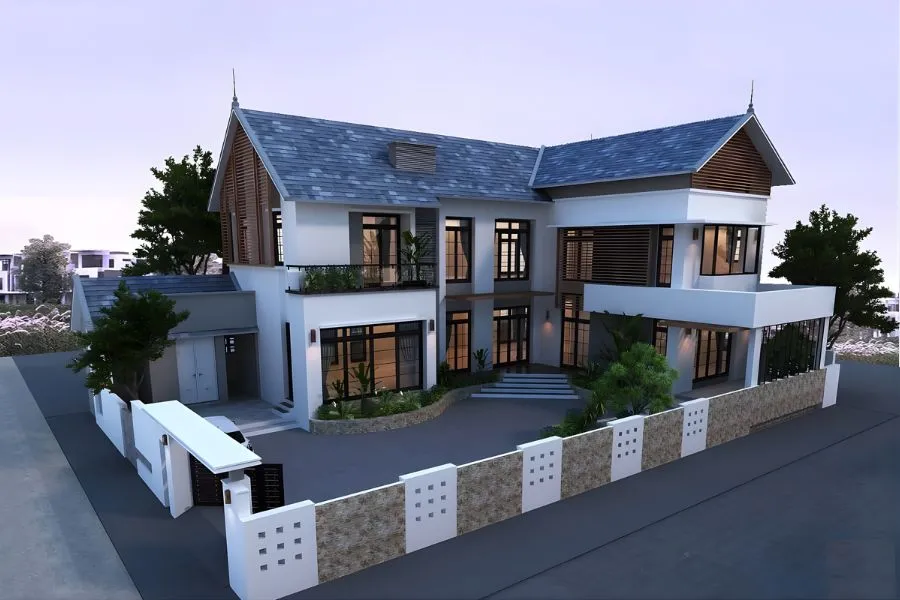 Mẫu thiết kế nhà 2 tầng 100m2 mặt tiền 6m