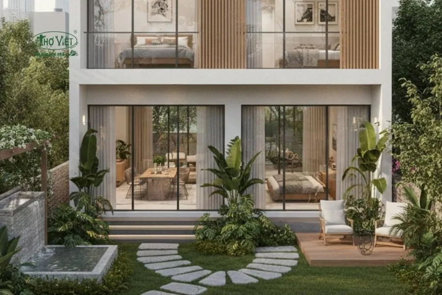 Mẫu thiết kế nhà 50m2 sân vườn