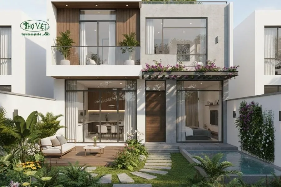 Mẫu thiết kế nhà 50m2 sân vườn