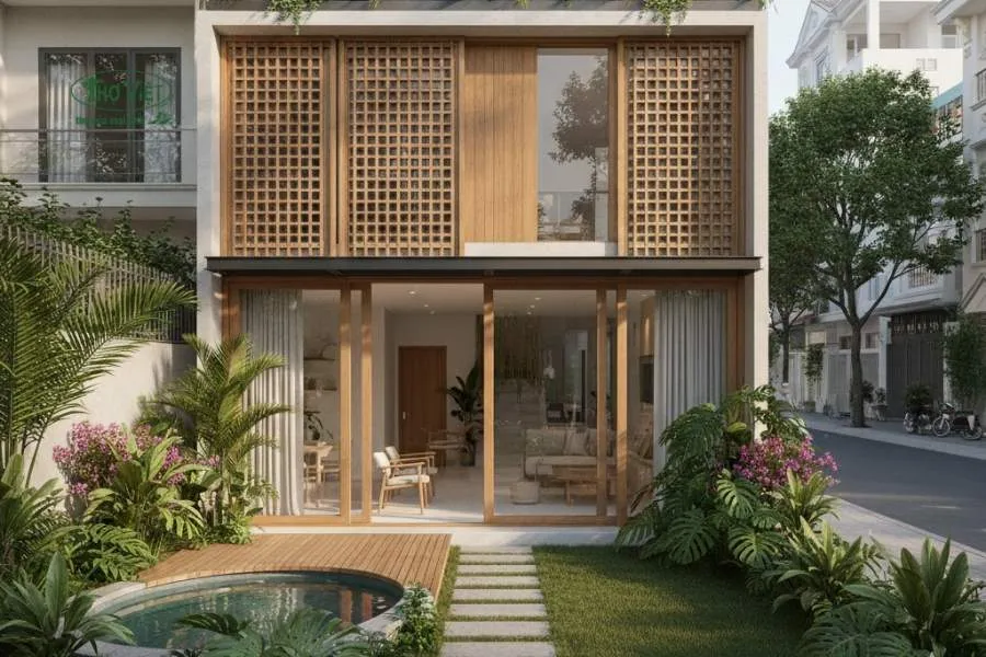 Mẫu thiết kế nhà 50m2 sân vườn