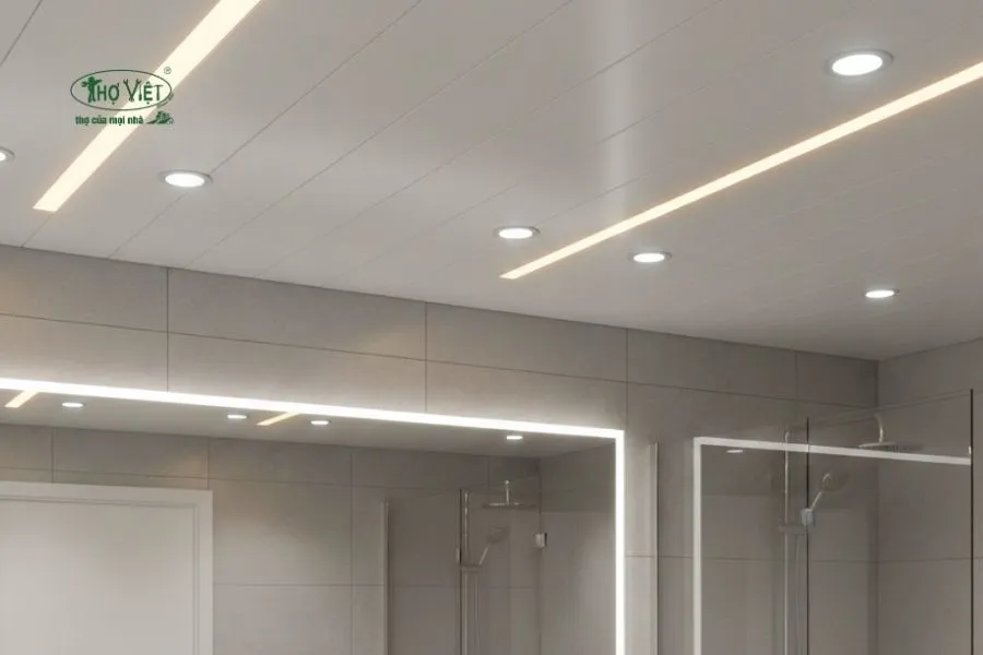 Mẫu trần nhựa đèn LED âm trần chống ẩm