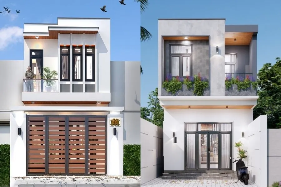 Nhà mặt tiền 2 tầng mái bằng