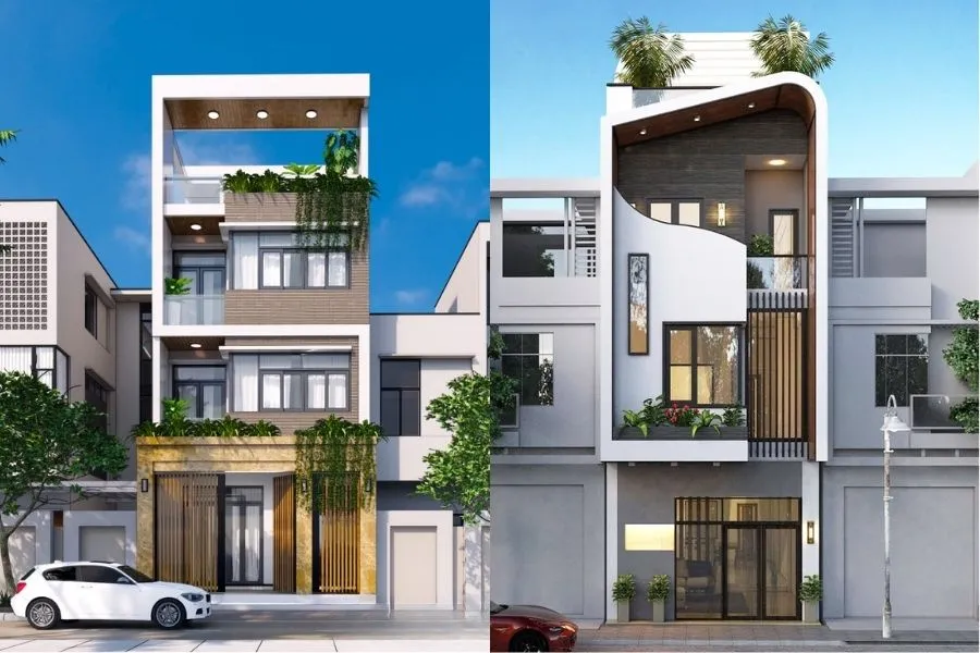 Nhà mặt tiền có ban công kính