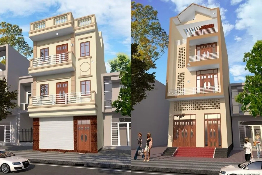 Sơn mặt tiền nhà ống màu be