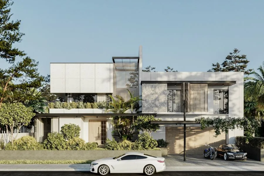 Thiết kế nhà 2 tầng 100m2 không gian xanh tươi mát
