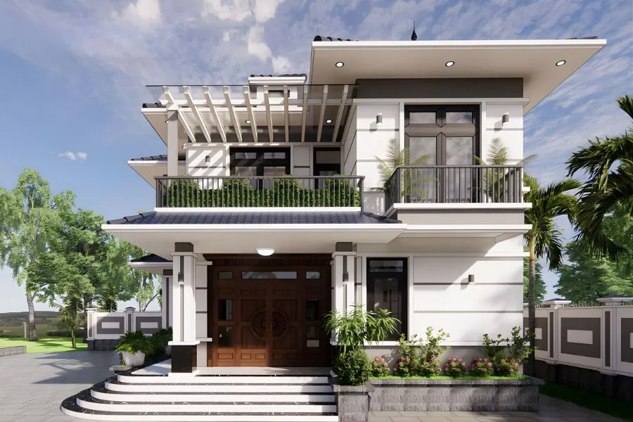 Thiết kế nhà 2 tầng 100m2 phong cách hiện đại