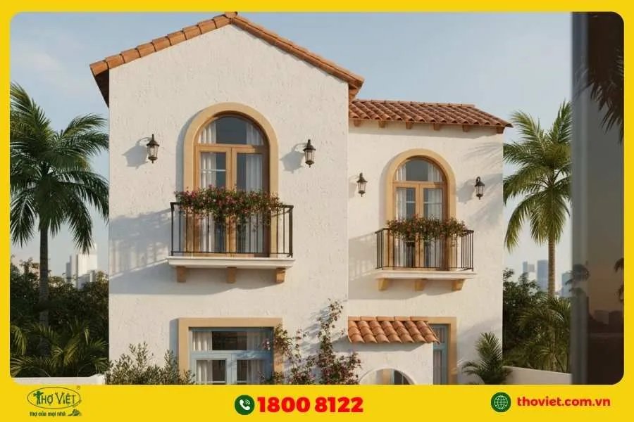 Mẫu thiết kế nhà 40m2 Địa Trung Hải 