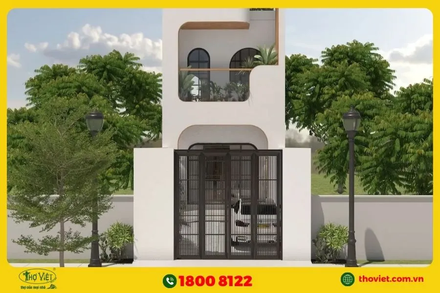 Thiết kế nhà hẹp ngang 3m Địa Trung Hải