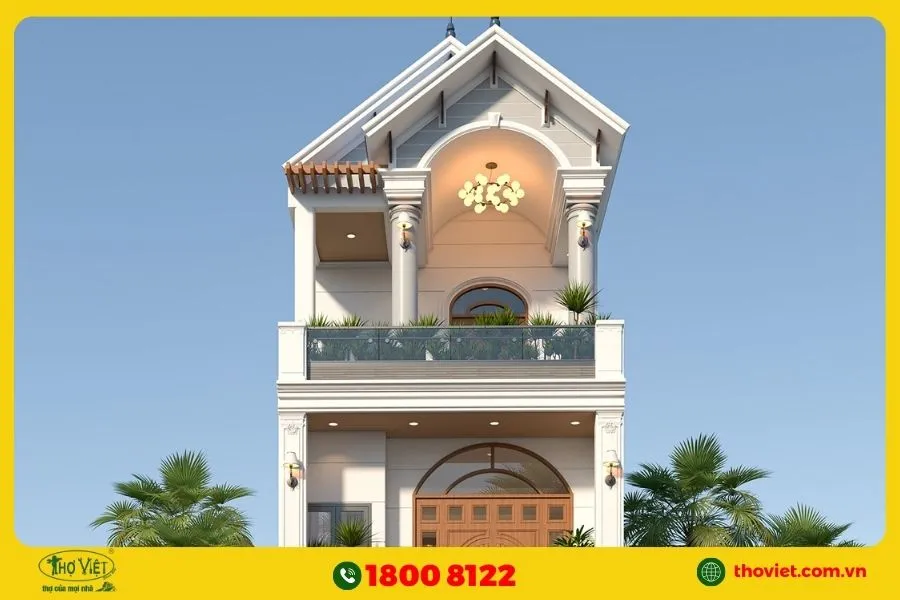 Thiết kế nhà hẹp ngang 3m mái Thái