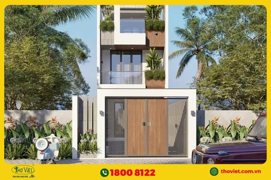 Thiết kế nhà hẹp ngang 3m mái bằng