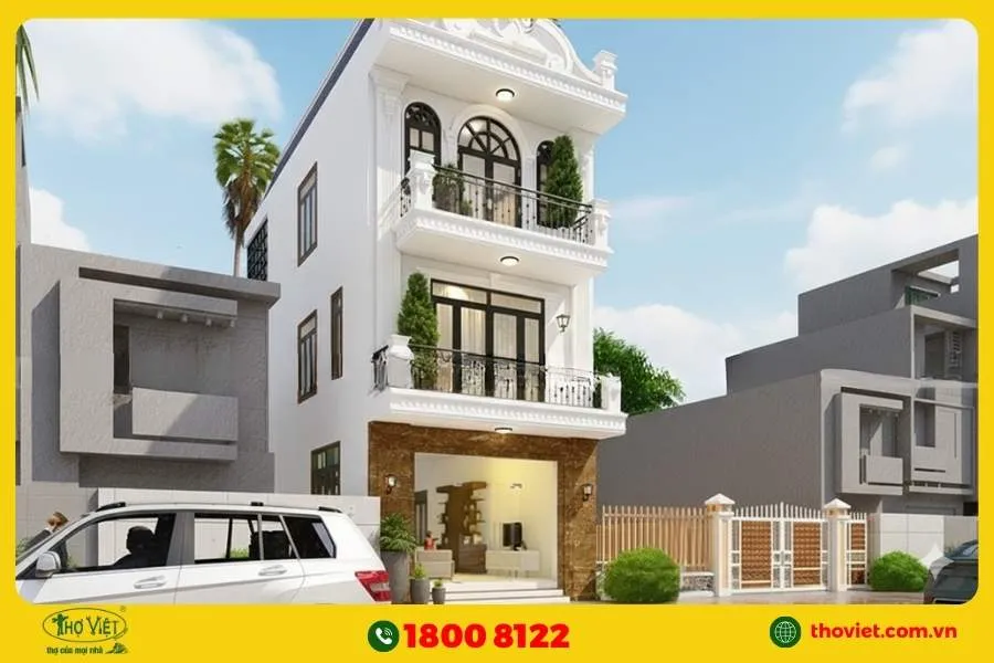 Thiết kế nhà hẹp ngang 3m tân cổ điển