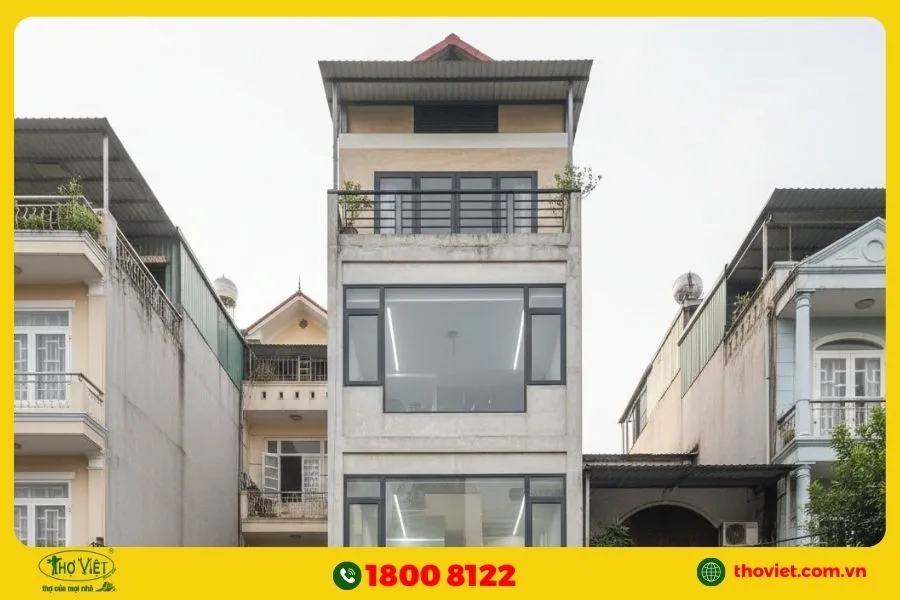 Thiết kế nhà hẹp ngang 3m tầng tum