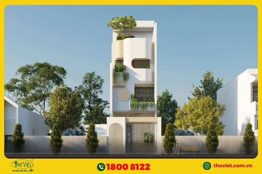 Thiết kế nhà hẹp ngang 3m Địa Trung Hải