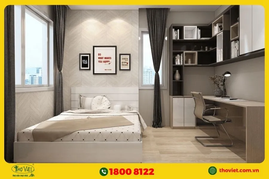 Phòng ngủ có bàn làm việc hiện đại