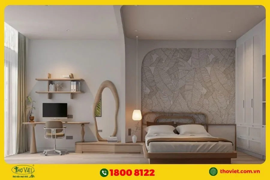 Phòng ngủ có bàn làm việc phong cách Bắc Âu