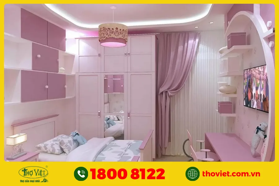 Phòng ngủ bé gái 15 tuổi có góc đọc sách