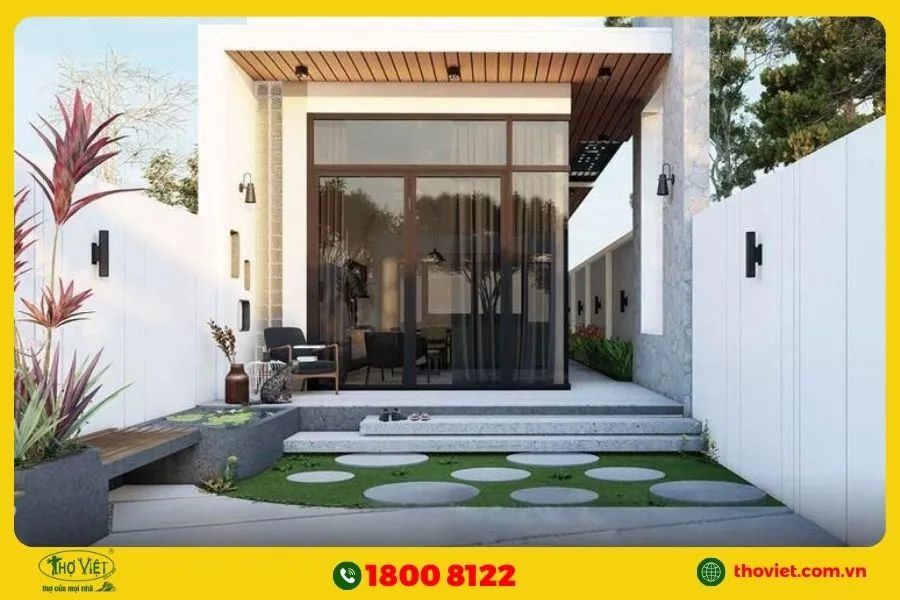 Thiết kế nhà ngang 4m dài 20m có sân vườn